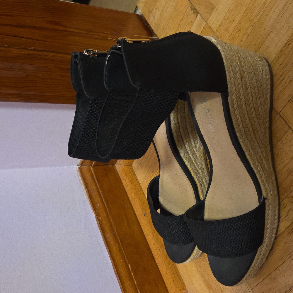 Black Wedge Sandals
